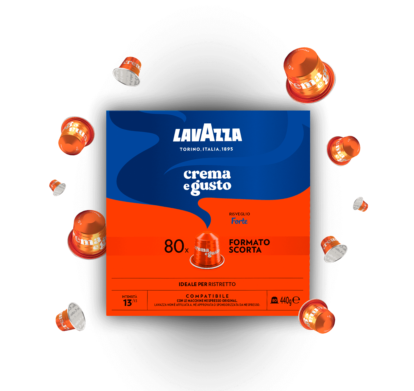 7021-d-crema_e_gusto_forte-NCC-80@2 80 Capsule In Alluminio Caffè Lavazza Crema E Gusto Forte Compatibili Macchine Nespresso - immagine 1